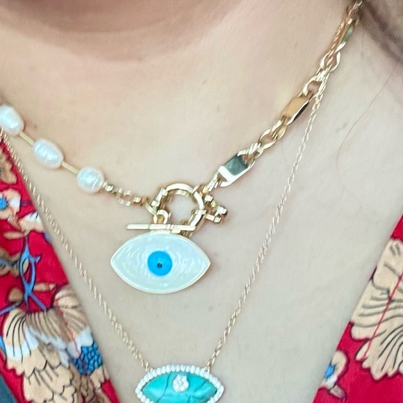 Evil eye blue turquoise necklace. - Picture 3 of 3